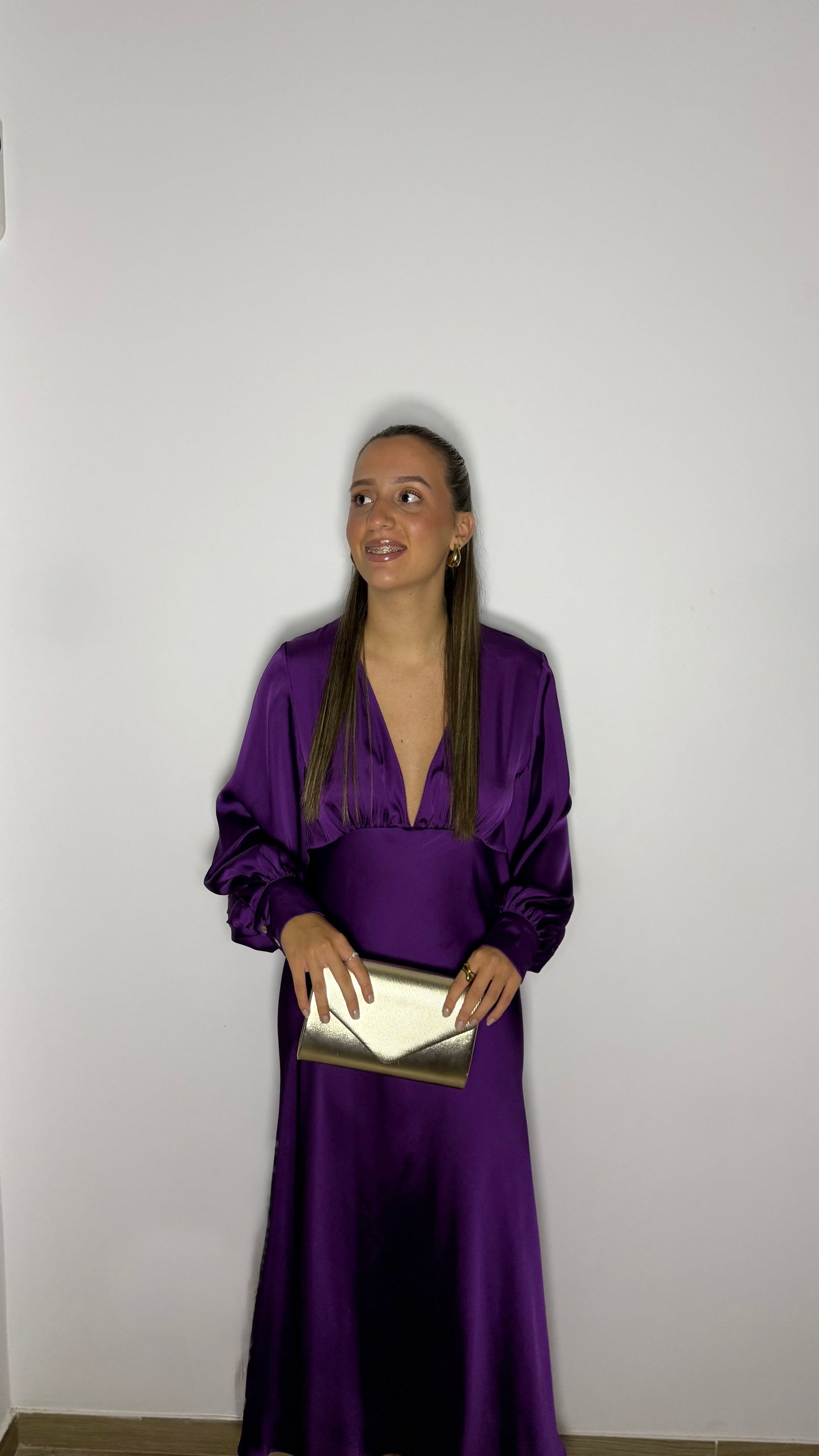 Vestido midi satinado