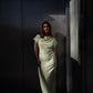 Vestido midi frunces