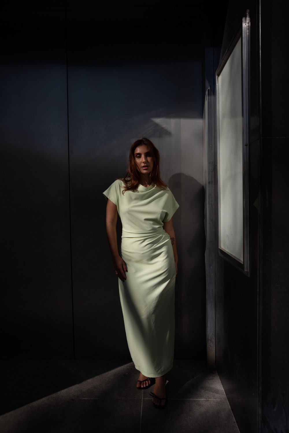 Vestido midi frunces