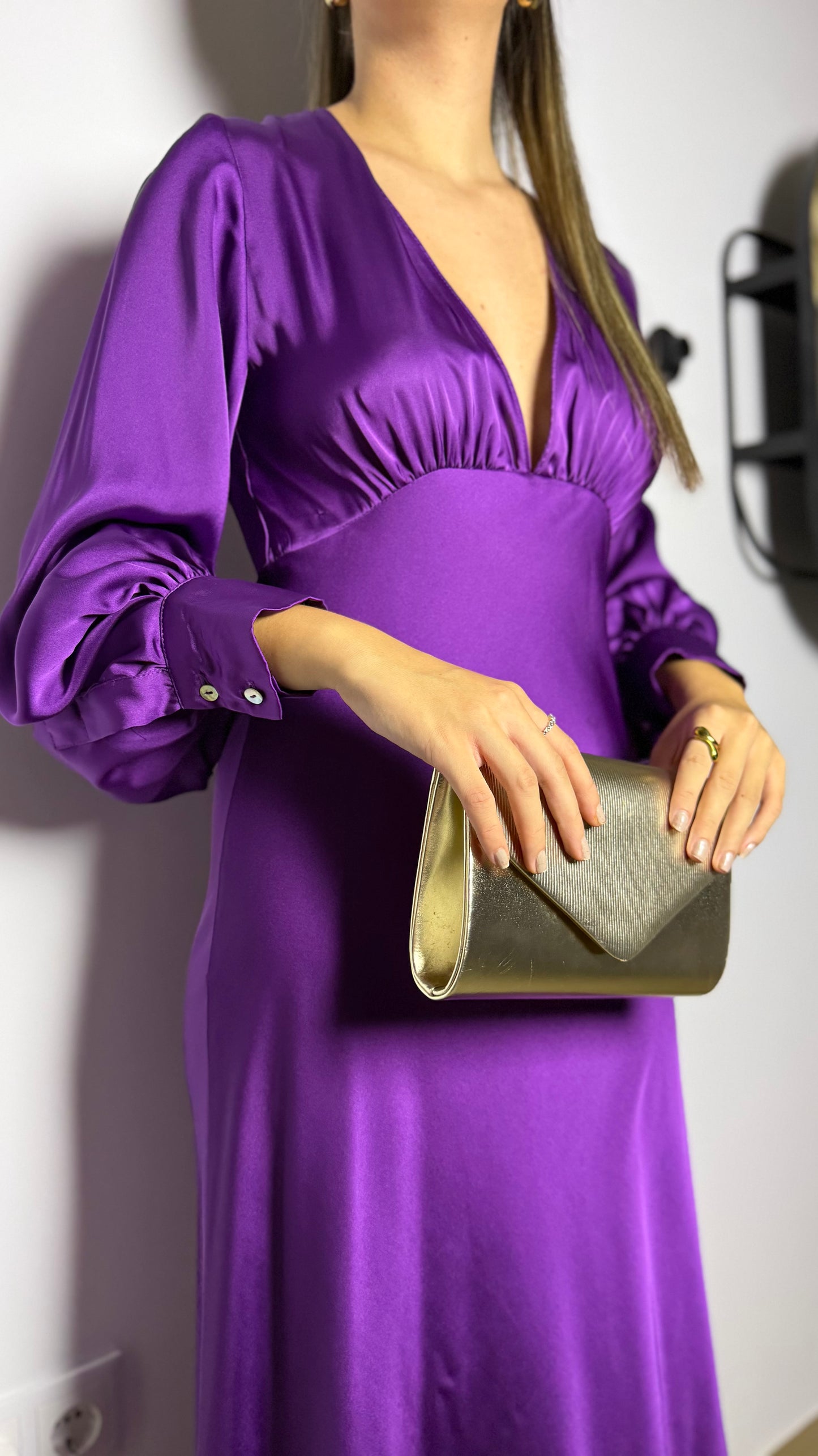 Vestido midi satinado