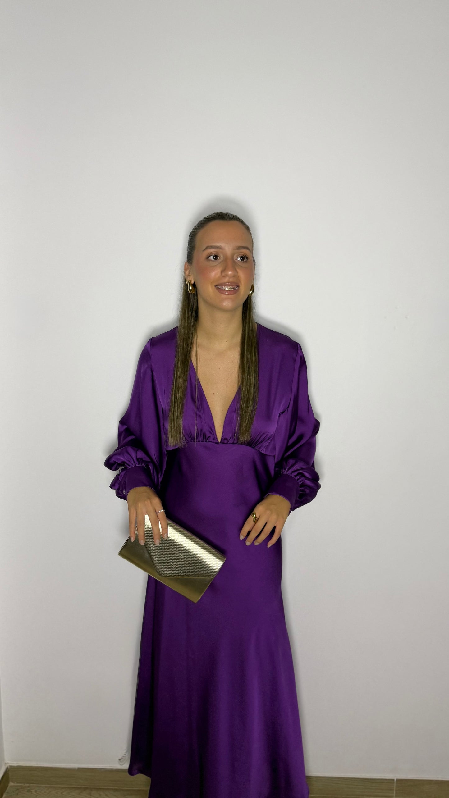 Vestido midi satinado