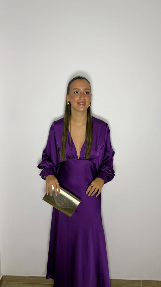 Vestido midi satinado
